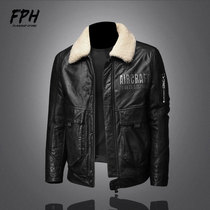 Sheep leather Henning leather clothing male genuine leather thickened with velvet 2021 new locomotive leather jacket jacket male trend handsome