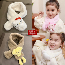 Childrens scarf warm and cute cat scarf baby boy and girl thick plush soft and comfortable neck scarf winter trendy