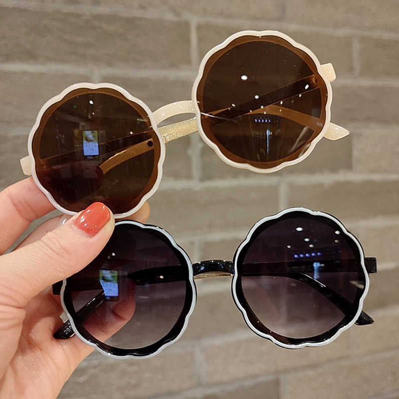 Children Sunglasses Girl Fashion Sunglasses Girl Cute Flowers Glasses Female baby Anti-UV sunglasses wave-Taobao