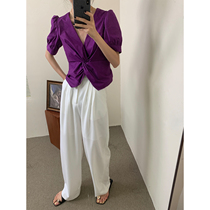 Lu Qingyi high waist straight tube wide leg pants womens summer new thin section anti-transparent thin wild pants