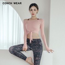 Korea imported sports top womens autumn strapless strap tight long-sleeved sexy yoga blouse CONCHWEAR