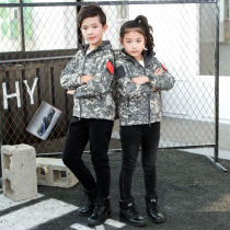 Male and female children camouflage fleece assault suit military fans tactical warm winter childrens coat outdoor spring and autumn Big Boy soft shell coat