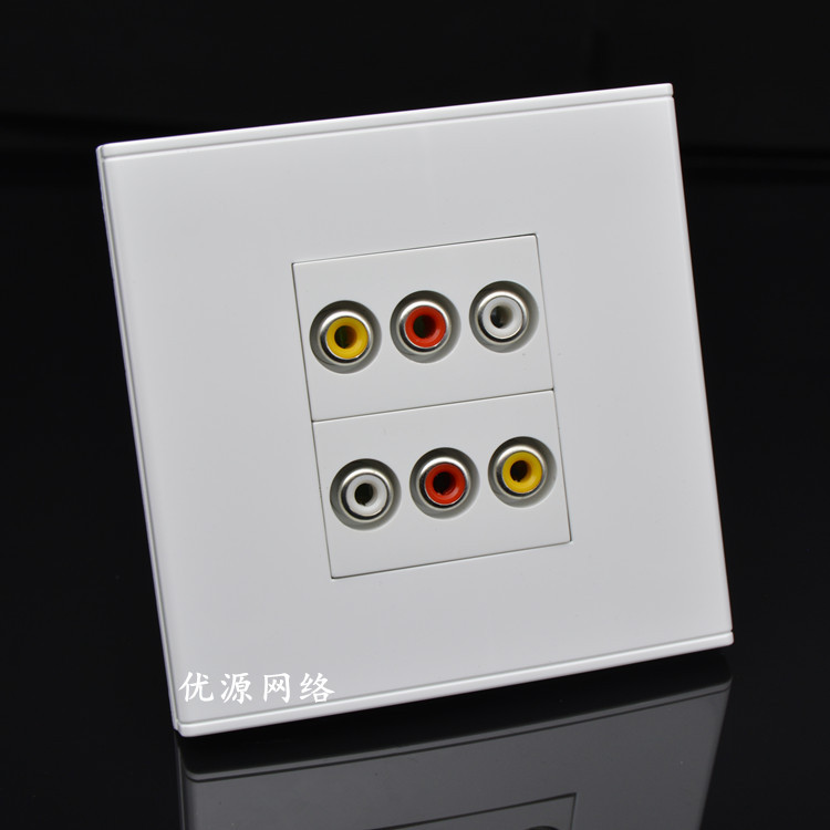 86 type RCA color difference audio socket panel 2 solder-free AV red, yellow and white three lotus audio and video wall plug