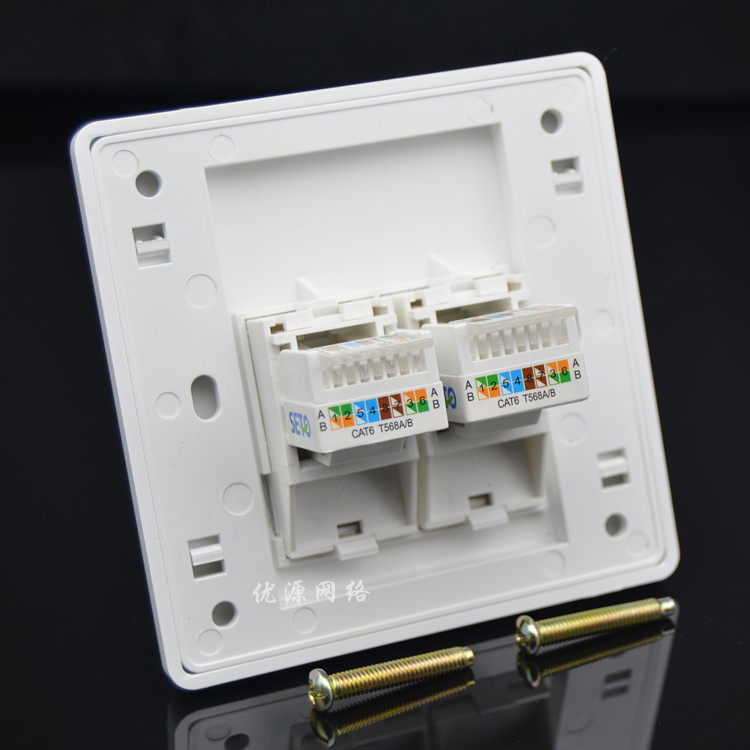 Six-class double-mouth free line module network cable computer socket panel with one thousand trillion module Two-position network panel 86 type-Taobao