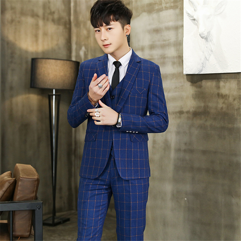 Suit phù hợp với nam 2109 mùa thu mới của Hàn Quốc phiên bản của bộ đồ ba mảnh bộ chú rể phù dâu váy cưới năm mảnh