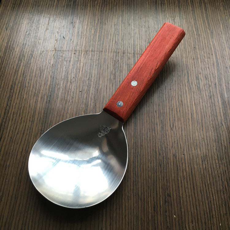 Large Bean Blossom spoon tofu Zhansheng bean head flat spoon scoop shovel wooden handle rice spoon shell stainless steel boutique spoon shell