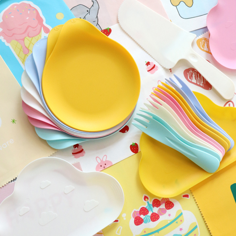 10-Person Set of Children's Cartoon Cloud Plates, Water Drop Plates, Food-Grade Plastic Plates, Disposable Cake Plates, Tableware 10-Person Set of Children's Cartoon Cloud Plates, Water Drop Plates, Food-Grade Plastic Plates, Disposable Cake Plates, Tableware