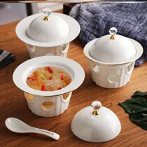 Hotel sea cucumber cup with stove candle heating Phnom Penh ceramic birds nest bowl dessert bowl Buddha jumps over the wall stew pot with cover and stove