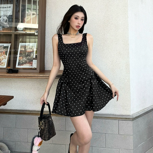 KLIOU Платье без рукавов без рукавов, мини-юбка, в американском стиле, квадратный вырез, по фигуре