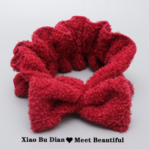 Soft sweet bow wash hair strap ins minimalist mask drawstring hair band hair hoop flannel headdress