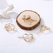 Korean Net red side hairclip pearl simple adult five-pointed star bangs top clip love edge clip female headwear hair accessories