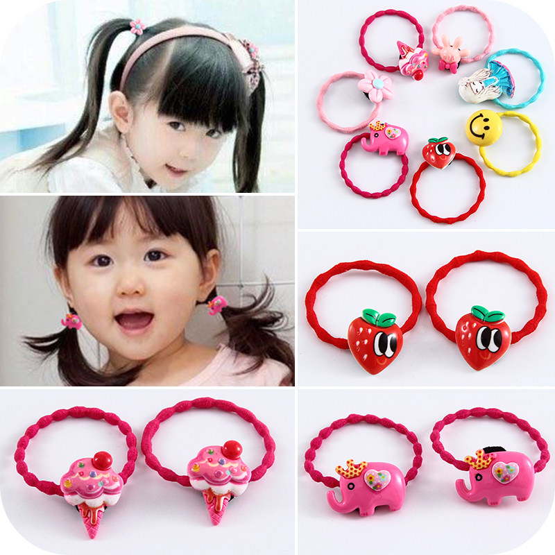 Child Hair Accessories Hair Girl Hair Accessories Baby Mini Hair Ring Cute Flowers No injuries Rubber Band Hair Cord Pair of Price