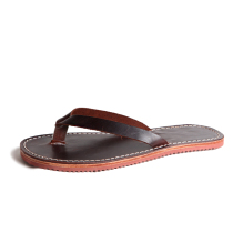 Goodyear handmade leather Flip-flops outdoor non-slip slippers home pure cowhide deodorant breathable clip lovers