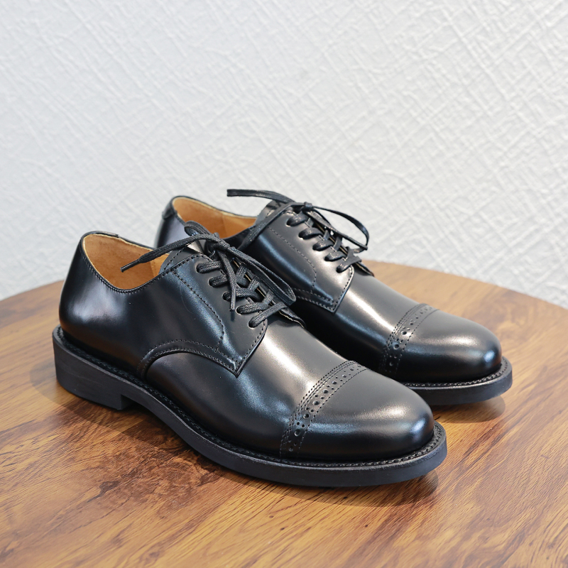 Carved Brogue Three-Joint Formal Business Leather Shoes with Open Edges, Shiny Genuine Leather Lace-Up Goodyear Derby Shoes for Men
