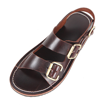 Goodyear handmade leather vintage sandals metal buckle outdoor casual sandals top layer Cowhide sandals summer