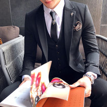 New suit mens suit casual business professional dress youth Korean version of Slim a handsome suit three-piece suit