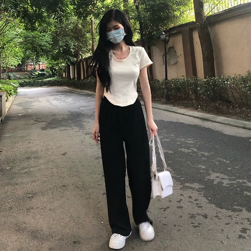 Белая черная футболка, комплект, летняя одежда, подходит для подростков