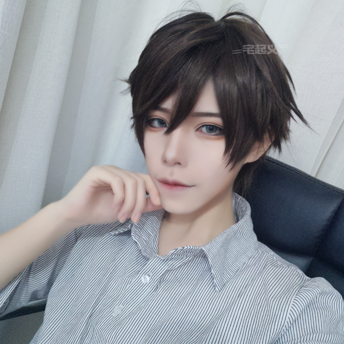 Male Wig Korean Boy Brown Handsome Personality Realistic Black Short Broken Hair Men Natural Qi Bangs Korean Version