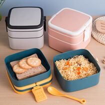 Office worker lunch box Double-layer Japanese portable microwave oven Lunch box Divider large heated lunch box with cutlery