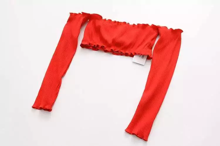 [Длинный рукав майка сексуальный открытый плечо вечерний Bustier Crop top]