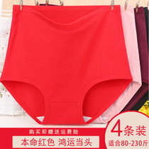 Oversize Mom Money Red Briefs Womens Life Pure Cotton High Waist Middle Aged Lady Tiger Year Full Cotton Red Shorts