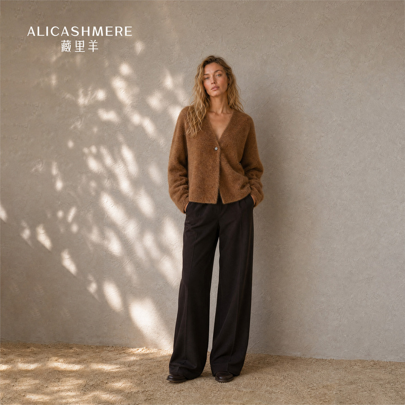 Tibetan Sheep [Small Animal Fur] Ancient Castle Dusk Fluffy Warm Sun French V-Neck Coat M1493