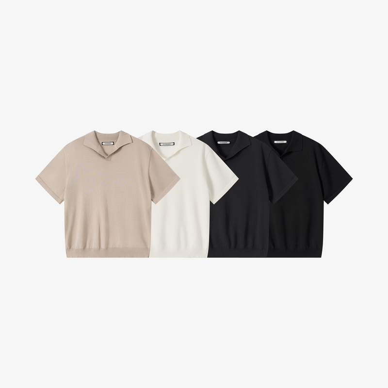 Cat and Mouse 26Ss Mulberry Silk Lyocell Polo Collar Short Sleeve T-Shirt Unisex Turn-Down Collar Knitted Old Money Style Top