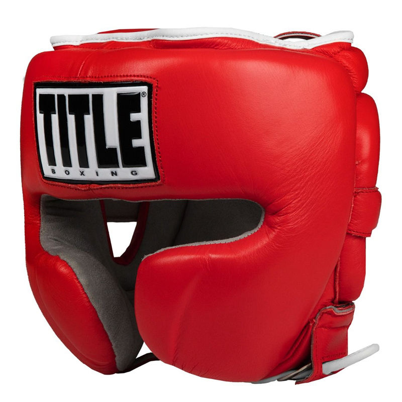 Title Leather Professional Boxing Muay Thai Fighting Training Genuine Leather Head Protection Face Protection Forehead Protection Monkey Face Helmet