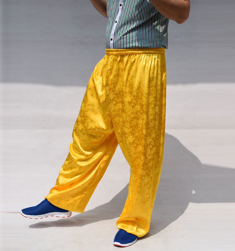Stage concert golden dragon pattern Tai Chi suit pants loose dance performance bloomers morning exercise running leisure