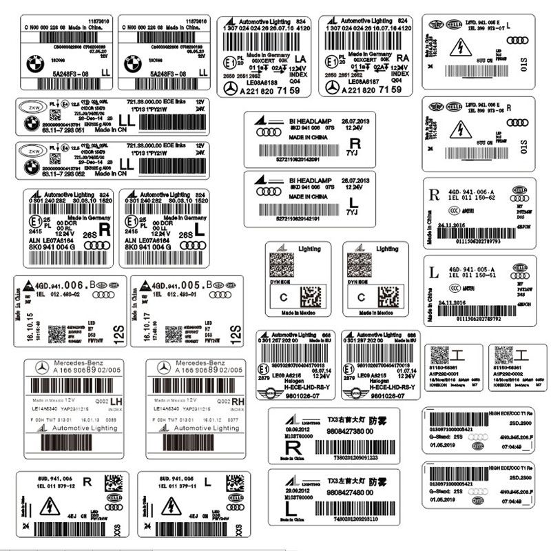 Custom Car Headlight Tags Stickers Living Room Light Factory Date Label Accessories Label Car Headlight Date Label