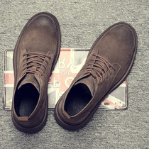 Mens shoes autumn Martin boots mens retro winter leather boots high-top leather shoes casual short boots tooling boots