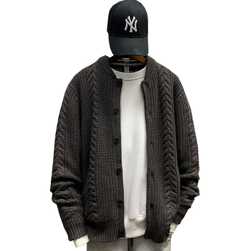 2022 Spring New Trendy Brand Retro Knit Cardigan Thick Knit Sweater Men's Loose All-match Trendy Sweater Jacket