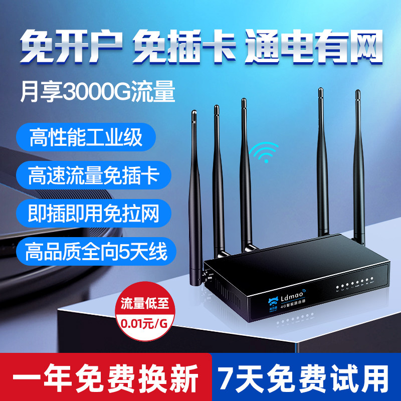 Wireless router Industrial-grade CPE plug-free card 4G full netcom three-network switching Mobile wifi gigabit port 5G equipment Unlimited traffic Dormitory pastoral area breeding shop Smart wireless broadband