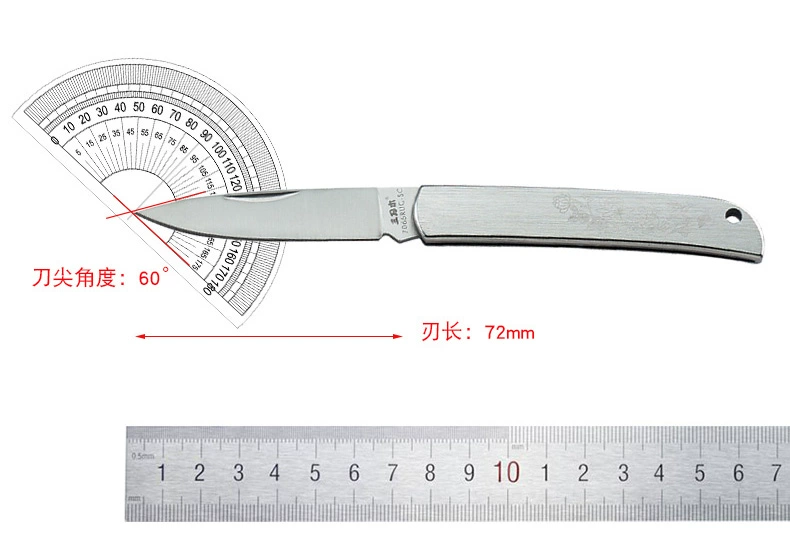 Tay cầm ba lưỡi bằng gỗ 7065 hoàn toàn bằng thép hoa văn hai mặt bằng thép cầm tay sắc nét công cụ gấp nhỏ có thể treo chìa khóa - Công cụ Knift / công cụ đa mục đích