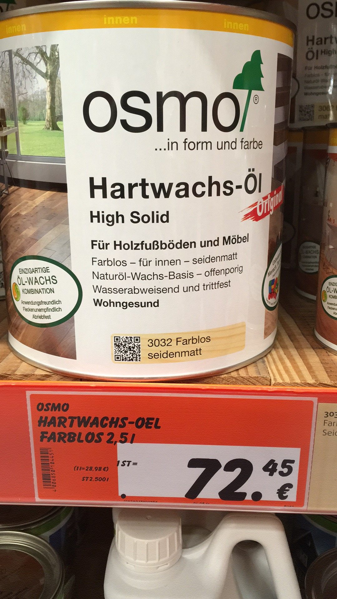 Wood wax oil OSMO German original imported indoor outdoor waterproof resistant log hard gloss oil