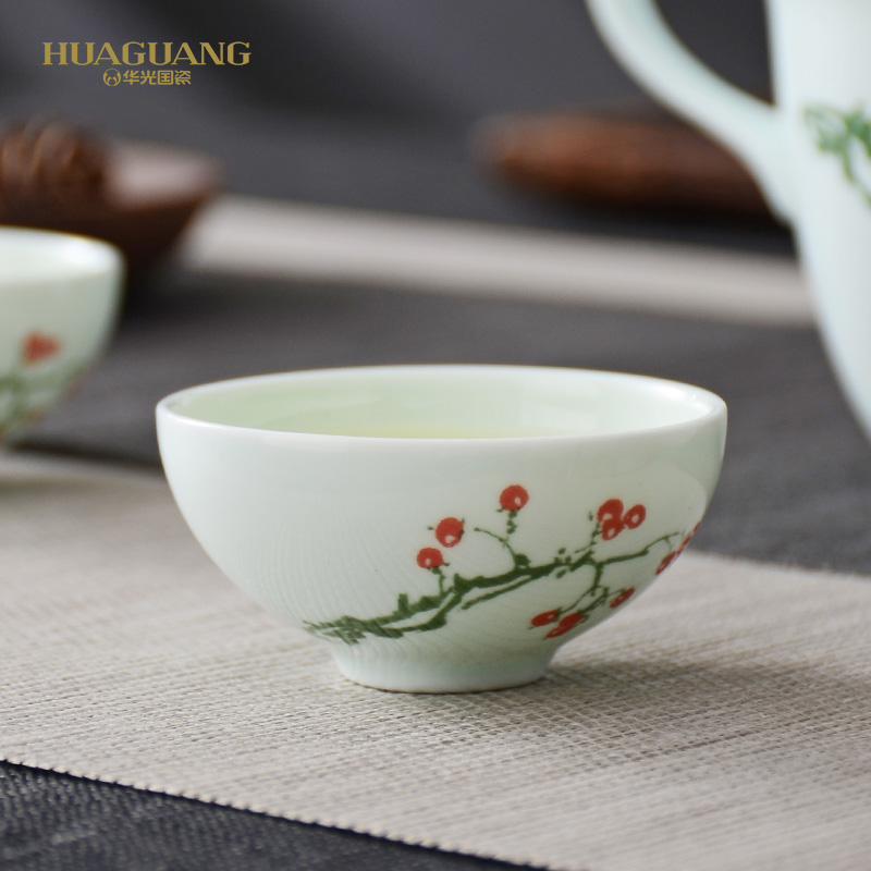 Uh guano countries porcelain kung fu tea set suit small household travel tea set gift box set suit high - end gifts your elders