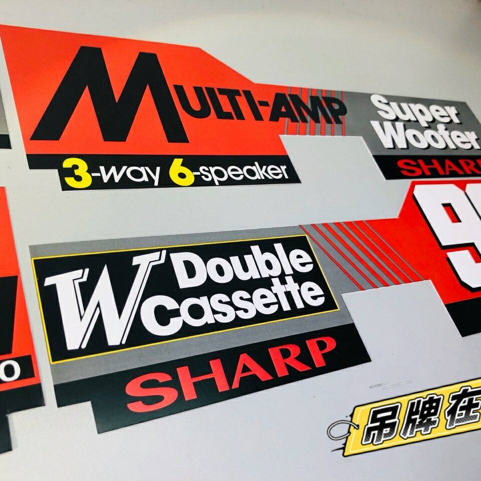 The Sharp GF-800 recorder with a set of stickers.