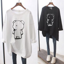 Pregnant women autumn white tops pure cotton mid-long Korean version relaxed age pregnant women long sleeve t-shirt style