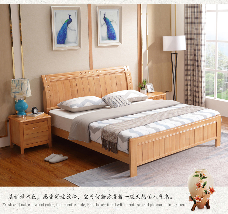 Người Trung Quốc mới giường đơn giản hiện đại tất cả giường gỗ rắn 1,8 m 1,5 m gỗ cao su đôi giường thầy giường tiết kiệm - Giường giường pallet giá rẻ