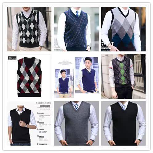 Spring and Autumn Style Youth Sweaters, Street Vendor Surplus Stock, Middle-Aged and Elderly Men's Knit Vests Wholesale