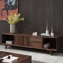 Nordic Wood TV cabinet simple living room furniture North American black walnut new Chinese TV cabinet light luxury log