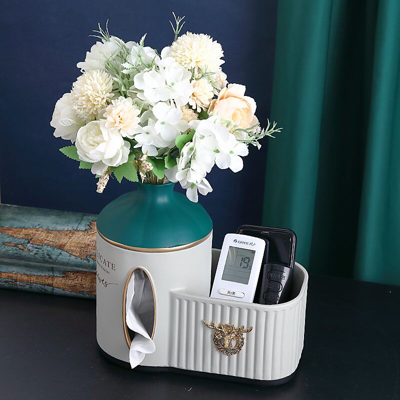 Nordic Light Extravagant Tissue Box Flower Arrangement Swing room Table Atmosphere High-end Controller Containing box Multi-functional Abstract Paper Creativity-Taobao