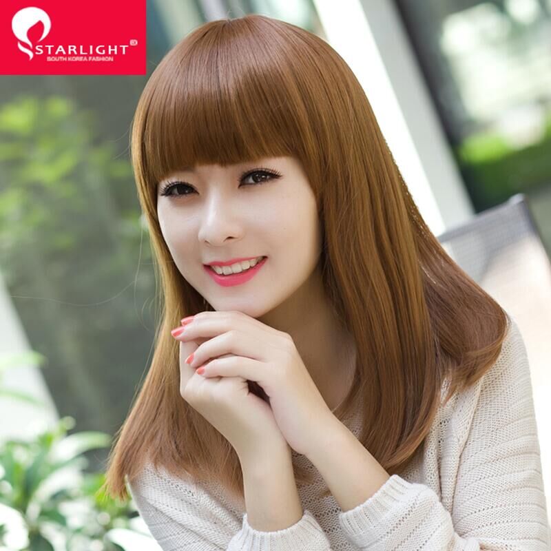 Shake-in-woman realistic natural Qi inclined Liu Hai The whole topless fluffy face long hair with a long hair in a fashion wig 