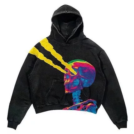 Худи с панк-принтом ХАРАБУКУ FASHION OVERSIZE HOODIE HIP-HOP
