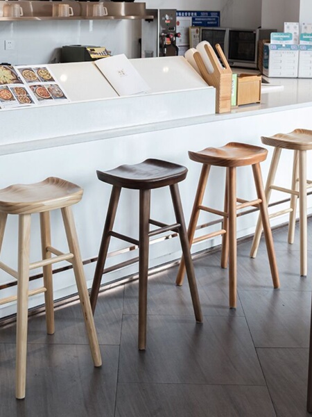 Solid Wood For Home High Stool Modern Minimalist Bar Stool