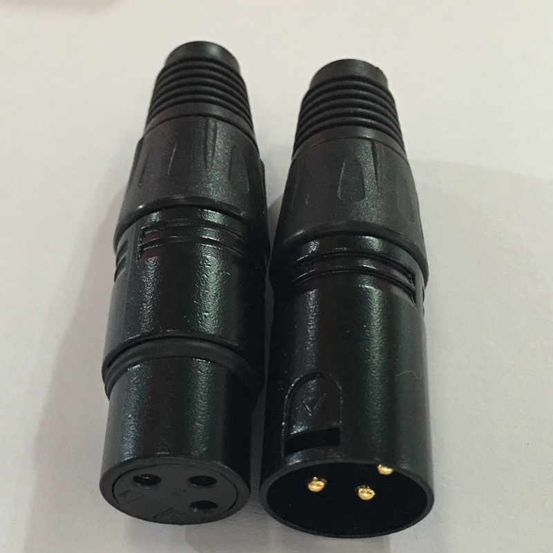 XLR head microphone connector 3-core Canon balance plug XLR gold-plated dazzle black male and female plug Canon head