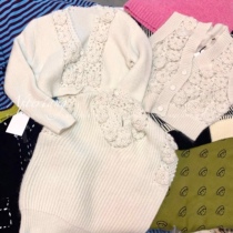 JACQ 2021 Autumn Winter New Retro Handcrafted Solid Hook Flowers Rose Sweater Sweater Sweater Sweater Sweater