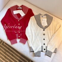 EENKTANGG 2022 spring new classic striped navy collar with thin air cardigans