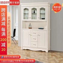 Dining side cabinet American wine cabinet One wall white storage cabinet European living room household display cabinet