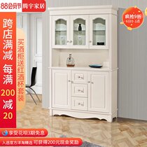 Dining side cabinet American wine cabinet One wall white storage cabinet European living room household display cabinet